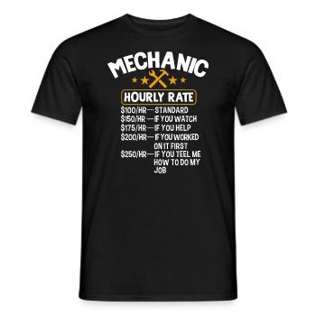 Mechanic hour rate Labour Engineer Auto - Men's T-Shirt - black - Front - AI Model Male 178 light (178cm)