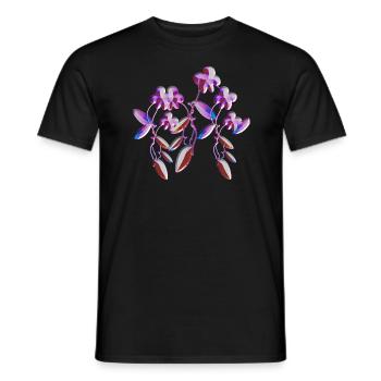 fleurs violettes symbole plante scintillante plante - T-shirt homme - noir - Devant - AI Model Male 178 light (178cm)