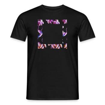 fleurs violettes paillettes cadre de plante - T-shirt homme - noir - Devant - AI Model Male 178 light (178cm)