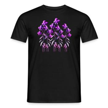 fleurs violettes symbole plante scintillante - T-shirt homme - noir - Devant - AI Model Male 178 light (178cm)