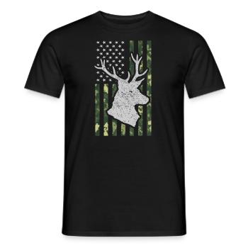 USA American Flag Patriotic Jagd Hunter - Männer T-Shirt - Schwarz - Vorne - AI Model Male 178 light (178cm)