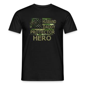 Mari Papa Protecteur Héros Vathers Day Papa USA - T-shirt homme - noir - Devant - AI Model Male 178 light (178cm)