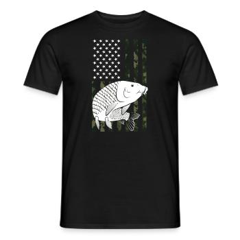 Drapeaux des États-Unis American Patriot Fisher Pêcheur - T-shirt homme - noir - Devant - AI Model Male 178 light (178cm)