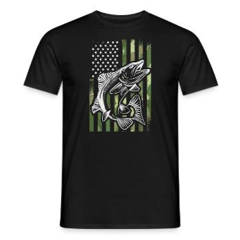 Drapeaux des États-Unis American Patriot Fisher Pêcheur - T-shirt homme - noir - Devant - AI Model Male 178 light (178cm)