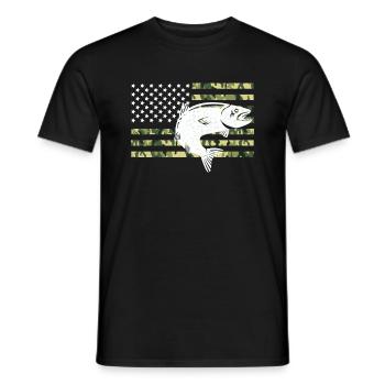 Drapeaux des États-Unis American Patriot Fisher Pêcheur - T-shirt homme - noir - Devant - AI Model Male 178 light (178cm)