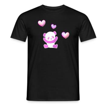 pinker panda tier herzen - Männer T-Shirt - Schwarz - Vorne - AI Model Male 178 light (178cm)