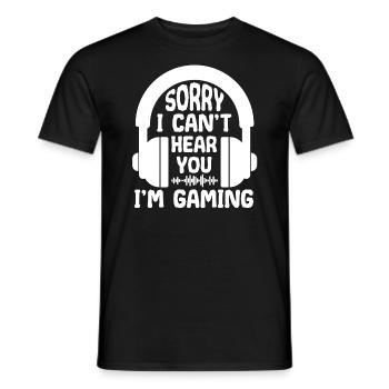 Sorry, I can't hear you. I - Men's T-Shirt - black - Front - AI Model Male 178 light (178cm)