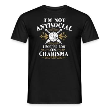 Pas antisocial, j’ai roulé avec un faible charisme - T-shirt homme - noir - Devant - AI Model Male 178 light (178cm)