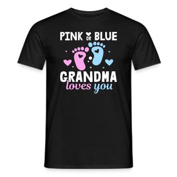 Pink or Blue Grandma Loves You Father Gender - Men's T-Shirt - black - Front - AI Model Male 178 light (178cm)