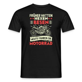 Früher Hatten Hexen Besen Heute Fahren Sie - Männer T-Shirt - Schwarz - Vorne - AI Model Male 178 light (178cm)