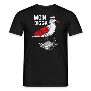 Moin Digga Mouette du Nord Allemand Bas-allemand Dicton - T-shirt homme - noir - Devant - AI Model Male 178 light (178cm)