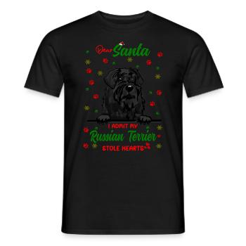 Russischer Terrier Hund Weihnachten Hunderasse - Männer T-Shirt - Schwarz - Vorne - AI Model Male 178 light (178cm)