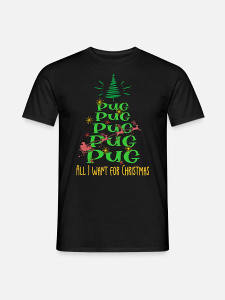 Mops Hund Weihnachten Hunderasse - Männer T-Shirt - Schwarz