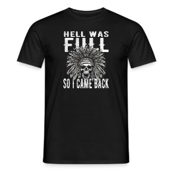 Skull - Hell was full, so I'm back - Men's T-Shirt - black - Front - AI Model Male 178 light (178cm)