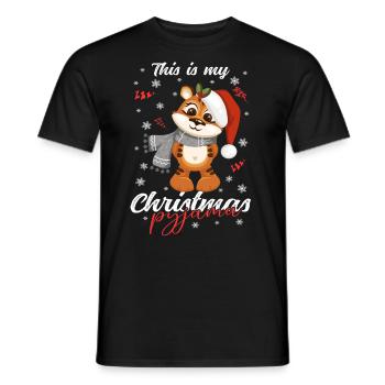 Tiger Pyjama Weihnachten Schlafen - Männer T-Shirt - Schwarz - Vorne - AI Model Male 178 light (178cm)