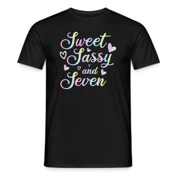 Sweet Sassy And Seven 7th birthday 7 years old - Men's T-Shirt - black - Front - AI Model Male 178 light (178cm)