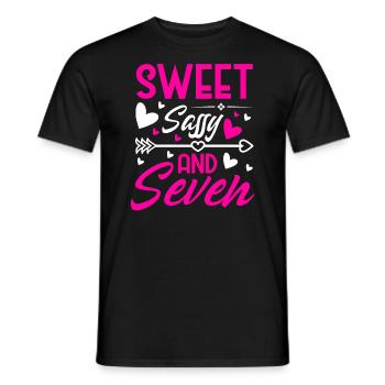 Sweet Sassy And Seven 7th birthday 7 years old - Men's T-Shirt - black - Front - AI Model Male 178 light (178cm)