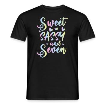 Sweet Sassy And Seven 7th birthday 7 years old - Men's T-Shirt - black - Front - AI Model Male 178 light (178cm)