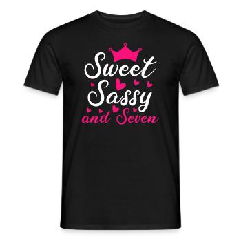 Sweet Sassy And Seven 7th birthday 7 years old - Men's T-Shirt - black - Front - AI Model Male 178 light (178cm)
