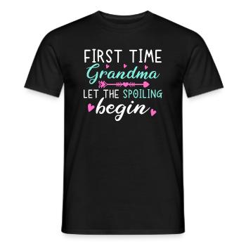 For the first time, grandma let the loot begin - Men's T-Shirt - black - Front - AI Model Male 178 light (178cm)