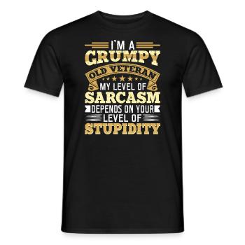 Je suis un vieux vétéran grincheux, mon niveau - T-shirt homme - noir - Devant - AI Model Male 178 light (178cm)