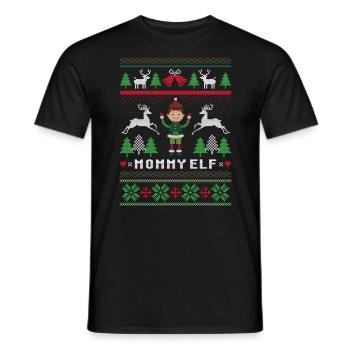 Mama Elf Hässliche Weihnachten - Männer T-Shirt - Schwarz - Vorne - AI Model Male 178 light (178cm)