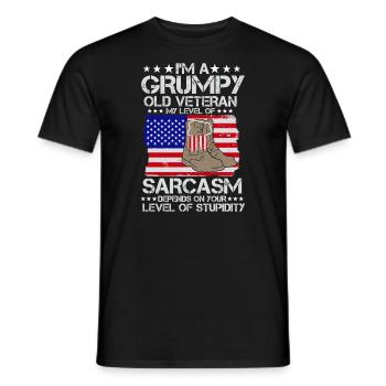 Grumpy Old Veterans Army US Patriot Father - Men's T-Shirt - black - Front - AI Model Male 178 light (178cm)