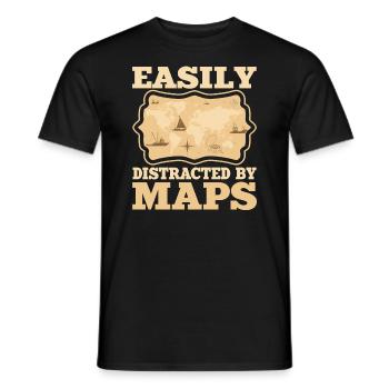 Facilement distrait par les cartes Carte de professeur de géographie - T-shirt homme - noir - Devant - AI Model Male 178 light (178cm)