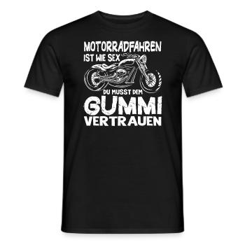 Motorradfahren Ist Wie Sex Dem Gummi Vertrauen - Männer T-Shirt - Schwarz - Vorne - AI Model Male 178 light (178cm)