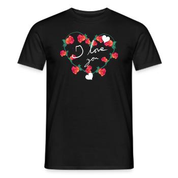 ich liebe dich herz blume form blumen - Männer T-Shirt - Schwarz - Vorne - AI Model Male 178 light (178cm)