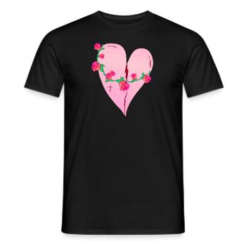 herz rosen narben rosa symbol - Männer T-Shirt - Schwarz - Vorne - AI Model Male 178 light (178cm)