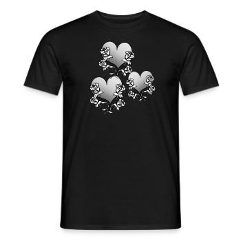 drei herzen blume herz form symbol grau - Männer T-Shirt - Schwarz - Vorne - AI Model Male 178 light (178cm)