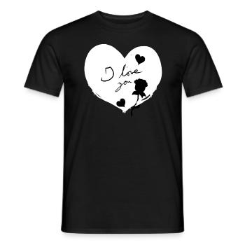Coeur je t’aime fleurs Symbole de la Saint-Valentin - T-shirt homme - noir - Devant - AI Model Male 178 light (178cm)