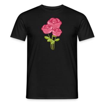 Three Pink Roses Symbol Nature - Men's T-Shirt - black - Front - AI Model Male 178 light (178cm)