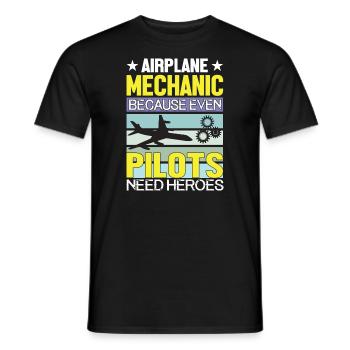 Flugzeugpilot Des Flugzeugmechanikers - Männer T-Shirt - Schwarz - Vorne - AI Model Male 178 light (178cm)