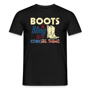 Western Lifestyle Stiefel Bling - Männer T-Shirt - Schwarz - Vorne - AI Model Male 178 light (178cm)