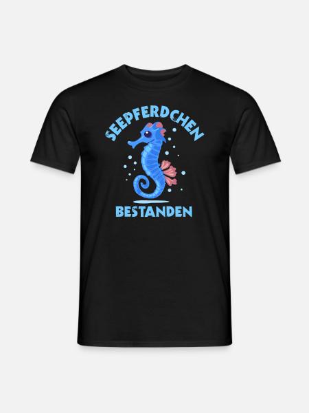 Seepferdchen-Abzeichen Schwimmabzeichen - Männer T-Shirt - Schwarz