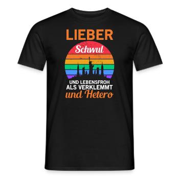 Regenbogen Lieber Schwul Und Lebensfroh Gay Pride - Männer T-Shirt - Schwarz - Vorne - AI Model Male 178 light (178cm)