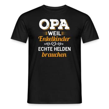 Opa Weil Enkelkinder Echte Helden Brauchen - Männer T-Shirt - Schwarz - Vorne - AI Model Male 178 light (178cm)