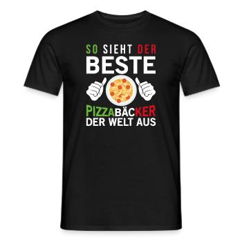So Sieht Der Beste Pizzabäcker Der Welt Aus Pizza - Männer T-Shirt - Schwarz - Vorne - AI Model Male 178 light (178cm)