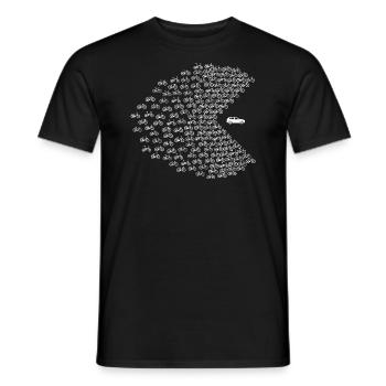 Bicycles eat cars, cyclists against SUVs - Men's T-Shirt - black - Front - AI Model Male 178 light (178cm)