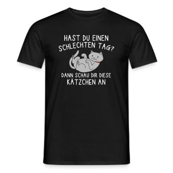 Hast Du Einen Schlechten Tag Süßes Katzen Motiv - Männer T-Shirt - Schwarz - Vorne - AI Model Male 178 light (178cm)