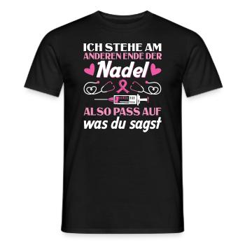 Ich Stehe Am Anderen Ende Der Nadel - Männer T-Shirt - Schwarz - Vorne - AI Model Male 178 light (178cm)