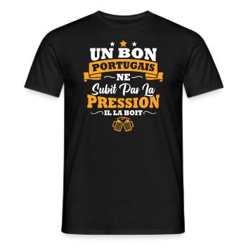 Homme Portugais boit la pression bière apéro - T-shirt homme - noir - Devant - AI Model Male 178 light (178cm)