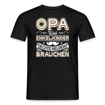 Opa Weil Enkelkinder Echte Helden Brauchen - Männer T-Shirt - Schwarz - Vorne - AI Model Male 178 light (178cm)