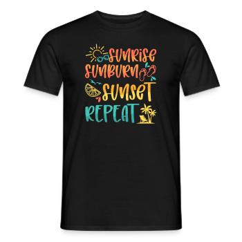 Sunrise Sunburn Sunset Repeat, Summer Beach Vacay - Men's T-Shirt - black - Front - AI Model Male 178 light (178cm)