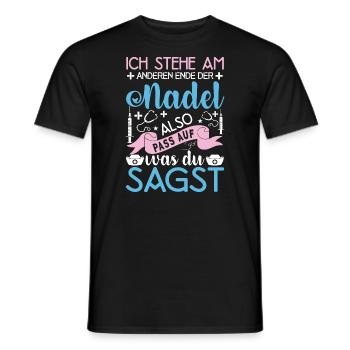 Ich Stehe Am Anderen Ende Der Nadel - Männer T-Shirt - Schwarz - Vorne - AI Model Male 178 light (178cm)