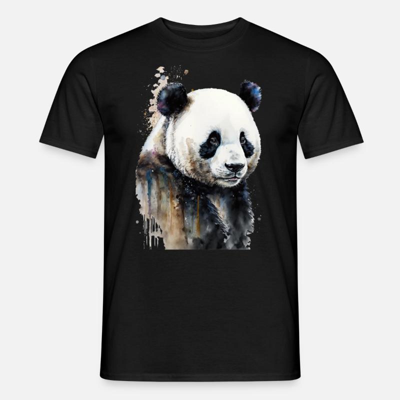 Panda Wasserfarben - Männer T-Shirt - Schwarz
