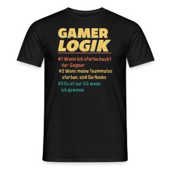 Gamer Logik Gaming Video Games Multiplayer Zocker - Männer T-Shirt - Schwarz - Vorne - AI Model Male 178 light (178cm)