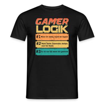 Gamer Logik Gaming Video Games Streamer Motive - Männer T-Shirt - Schwarz - Vorne - AI Model Male 178 light (178cm)